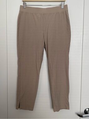 Eileen Fisher System Washable Stretch Crepe Ankle Pants Women Sz M Tan Pull On